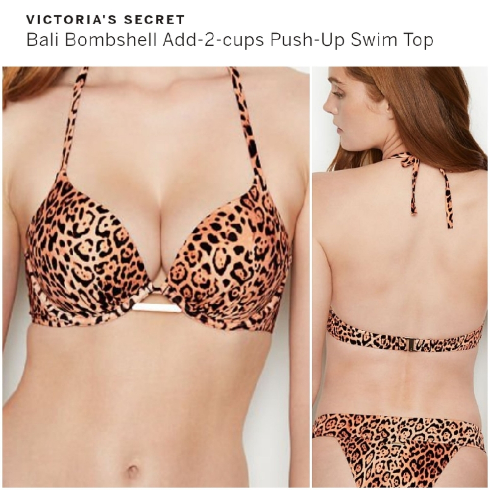 Victoria's Secret Leopard Print Push-Up Bikini Top - Tan & Black